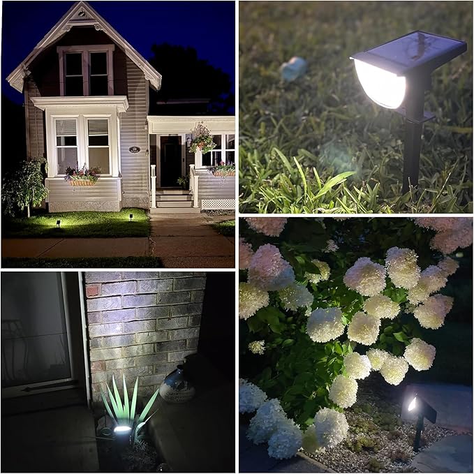 Solar Lights Outdoor Waterproof IP65, Solar Powered 76 LED 3 Lighting Modes Solar Spot Lights Outdoor for Yard Garden Landscape Pathway (Cool White, 4 Pack) GKGG