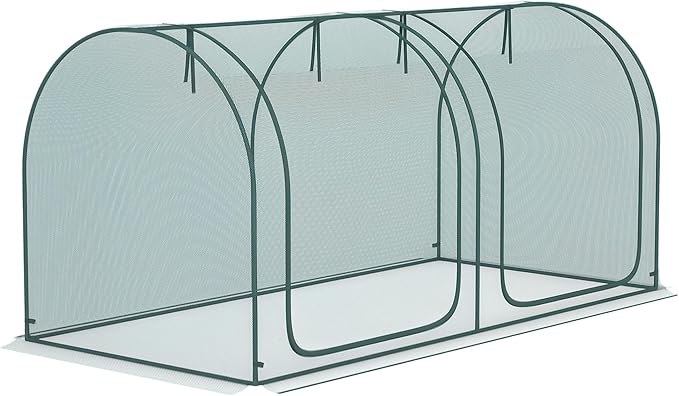 Outsunny 8' x 4' Crop Cage, Plant Protection Tent with Two Zippered Doors, Storage Bag and 4 Ground Stakes, for Garden, Yard, Lawn, Green Outsunny