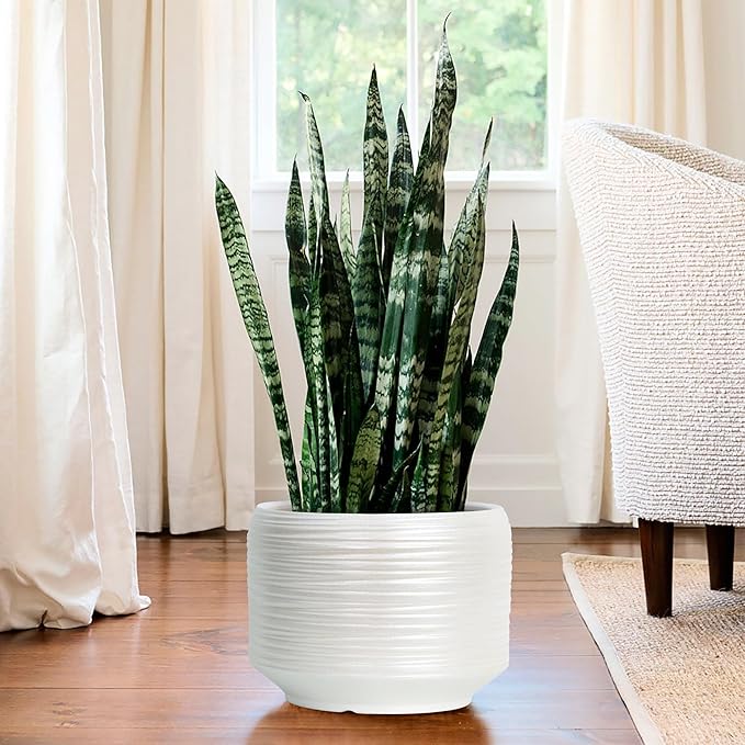 10 Inch Ceramic Plant Pot with Drainage – Large Flower Pot for Indoor Outdoor Plants, Modern Decorative Planter for Patio, Balcony, Garden, or Home Decor Bestseler