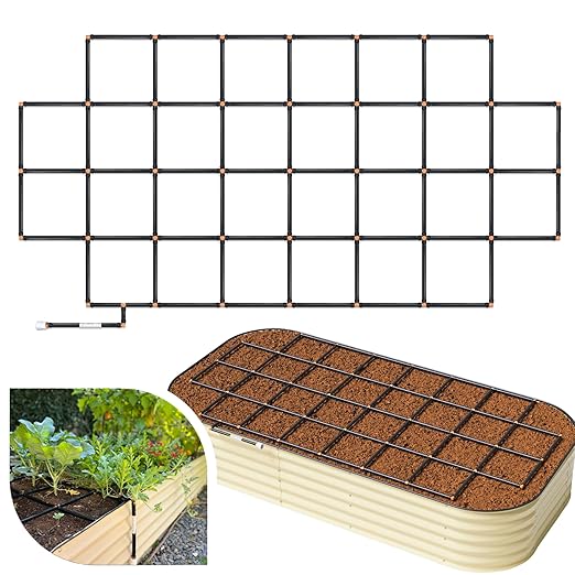 Garden Grid Watering System | Raised Garden Bed Drip Irrigation System – But Better | Pre-Assembled, Waters Every Plant Evenly, 2-Minute Setup | Square Foot Gardening Grid | US-Made (Cornerless, 4x8) GardenInMinutes