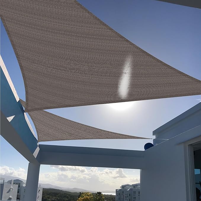 SUNNY GUARD Custom Size 17'x28'x28' Triangle Brown UV Block Sunshade for Backyard Yard Deck Patio Garden Outdoor Activities and Facility(Customized) SUNNYGUARD