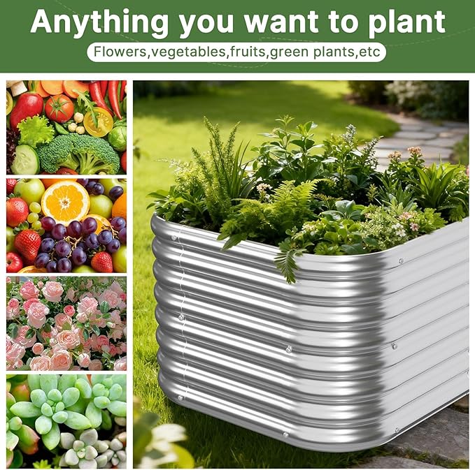 4 PCS Galvanized Raised Garden Bed Outdoor, Metal Garden Bed for Vegetables, Above Ground Garden Box for Flower, Steel Raised Beds for Gardening - 3FT Mostmahes