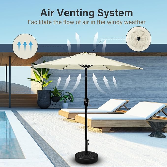Simple Deluxe 9' Patio Umbrella Outdoor Table Market Yard Umbrella with Push Button Tilt/Crank SimpleDeluxe