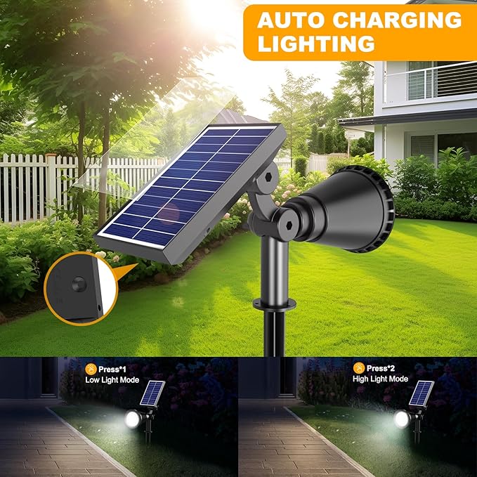 Solar Lights Outdoor Waterproof, 36 LEDs 1000LM Adjustable Solar Spot Lights Outdoor, 2-in-1 Solar Powered Spotlight Landscape Lighting for Garden, Yard, Pathway- 1 Pack (Cool White) Rootora