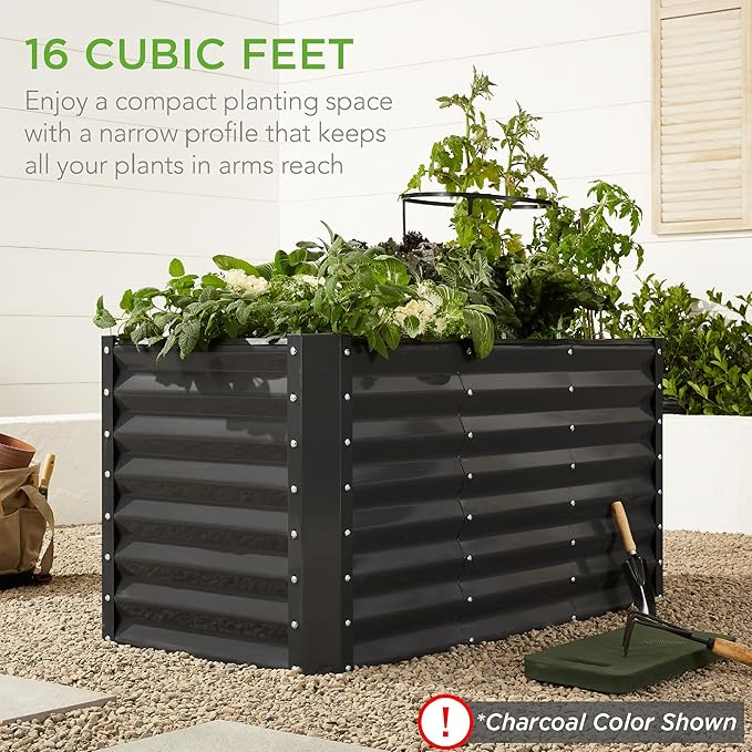Best Choice Products 4x2x2ft Outdoor Metal Raised Garden Bed, Deep Root Planter Box for Vegetables, Flowers, Herbs, and Succulents w/ 119 Gallon Capacity - Taupe BestChoiceProducts