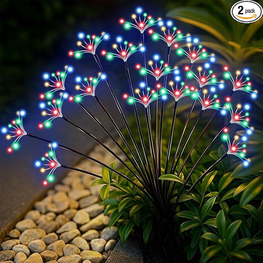 Solar Garden Lights 2 Pack Waterproof Solar Swaying Starburst Light Outdoor Lights for Yard Patio Walkway Pathway Party Wedding Christmas Decorative, Multicolor Yaafen