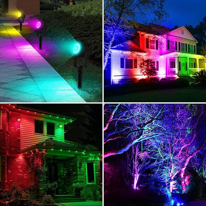 T-SUNUS RGB Solar Landscape Spotlights Christmas, Color Changing Spot Light Outdoor IP65 Waterproof Garden Lights 9.8ft Cable with Separated Panel for Yard Driveway Porch Walkway Pool Patio Halloween T-SUNUSLighting