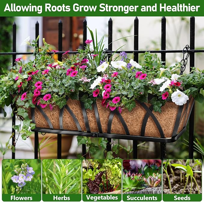 Riare 2 Pack 36 Inch Rectangle Coconut Liners for Planters, Natural Coconut Fiber Planter Liners, Window Box Liner Trough Coco Liner for Outdoor Flower, Garden Wall, Deck & Fence Planter Boxes Riare