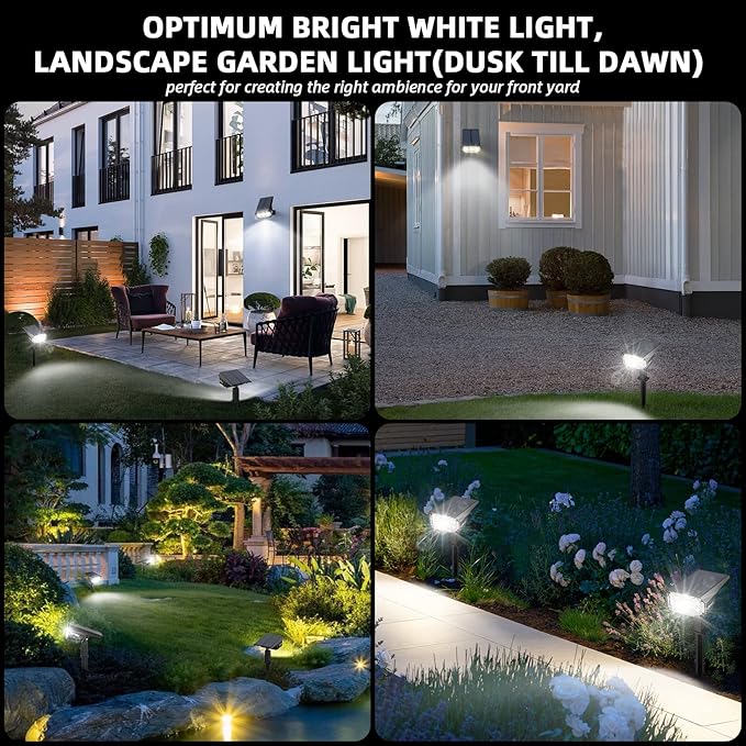Solar Spot Lights Outdoor,IP65 Waterproof 40 LEDs Landscape Spotlights,USB & Solar Powered Wall Lights,3 Modes Outdoor Solar Garden Lights for Yard Porch 4 Pack LEREKAM