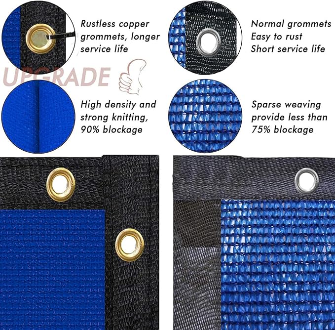 UPGRADE Privacy Screen 5' x 50' Fence Commercial Shade Cover with Brass Grommets Heavy Duty Perfect for Outdoor Back Yard, Blue, Customizable UPGRADE
