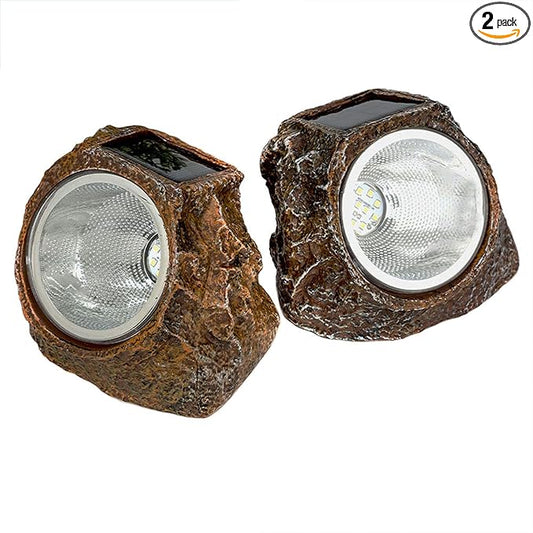 EiGreen Solar Garden Rock Lights Outdoor, 2 Pack 10 LED Waterproof Solar Powered Rock Light，Yard Landscaping Spotlights, for Indoor and Outdoor Decoration EigreenSolaroutdoorlights