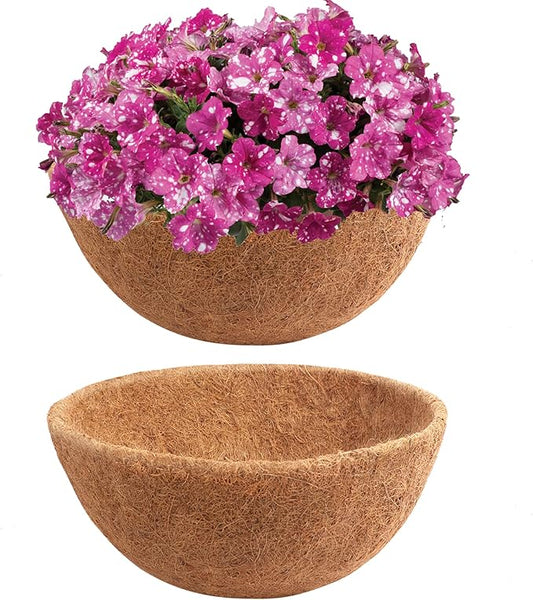 Y&M Pack of 2 12" Pre-Formed Round Coco Fiber Hanging Basket Liner,Coco Replacement Liner-2PCS YM