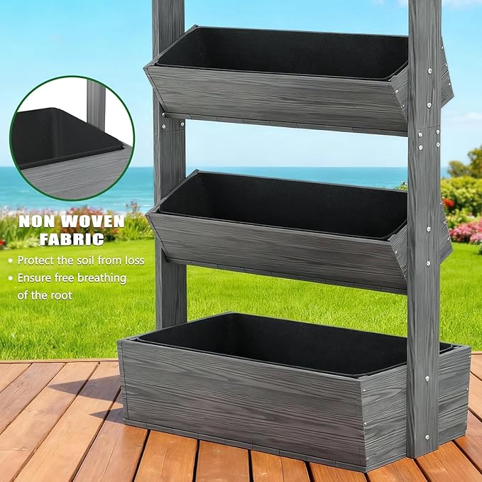 Wooden Vertical Raised Garden Bed, 5 Tier Garden Planters Raised Beds Freestanding Plant Stand Flower Rack Wooden Planter Box for Plants Herbs Flowers Vegetables Outdoor Indoor Gardening UrGROWA
