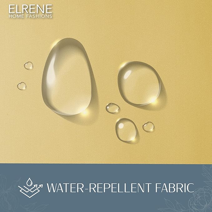Elrene Home Fashions Matine Weatherproof Tab-Top Indoor/Outdoor Solid Color Curtain Panel for Porch, Pergola, Patio, Deck, 52”W x 84”L, Yellow ElreneHomeFashions