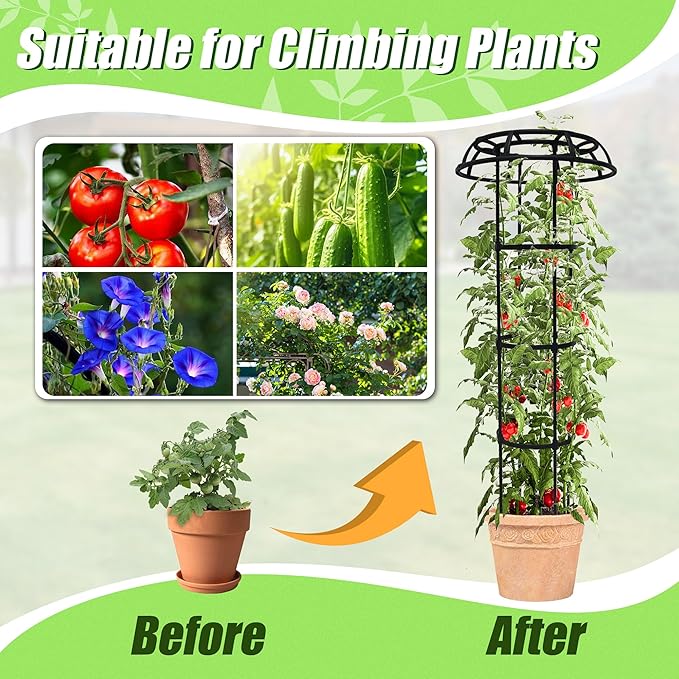 Garden Trellis for Climbing Plants Outdoor, 53 Inch Mushroom Top Trellis for Climbing Plants, Metal Plant Flower Trellises for Vine Grape Vegetable Cucumber Tomato Trellis, 1 Pack Rootora