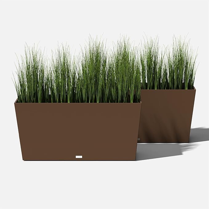 Veradek Pure Series Midori Trough Planter - Large Rectangular Planter for Indoor or Outdoor Deck/Porch | Durable All-Weather Use with Drainage Holes | Modern Decor for Shrubs, Flowers, Small Plants VeradekOutdoor