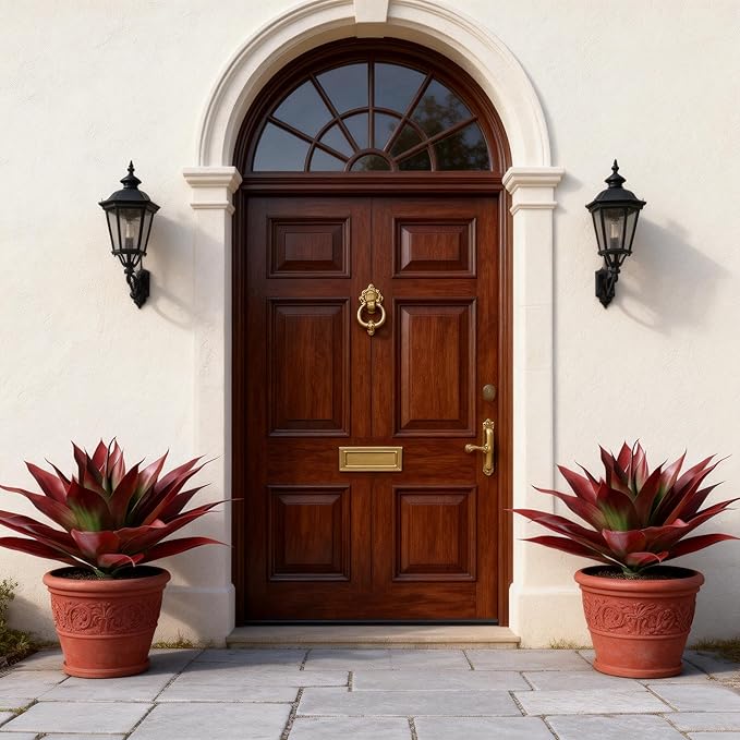 Ivydale Outdoor Faux Plants, 2 PCS 28" Artificial Agave Plant for Outdoors Outside Decoration, Large Fake Plants Realistic Greenery UV Resistant for Planter Porch Patio Yard Garden Indoor(Red) Ivydale