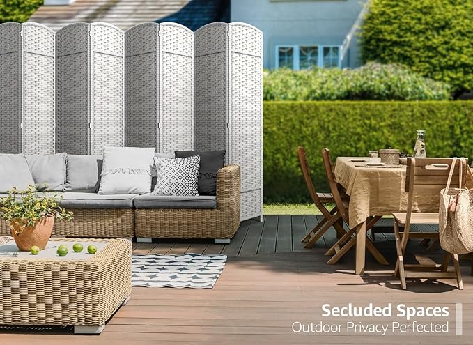 Sorbus 8 Panel Room Divider 6 ft. Tall - Privacy Screen, Extra Wide Double Hinged Panels, Mesh Hand-Woven Design, Partition Room Dividers and Folding Privacy Screens, Wall Divider for Room Separation Sorbus