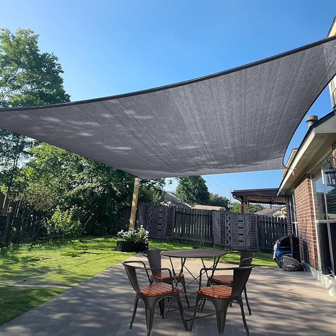SUNLAX Sun Shade Sail 7' x 20' Dark Grey Rectangle Canopy Sail Shade Cover UV Block Permeable Sunshade Outdoor for Patio Backyard Deck Pergola (We Make Custom Size) SUNLAX
