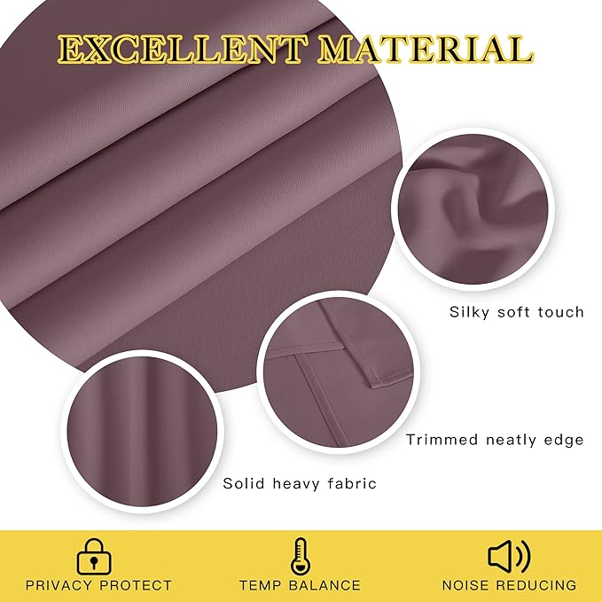 NICETOWN Short Blackout Curtains for Bathroom - Sound Reducing Window Treatment Thermal Insulated Grommet Vertical Drapes for Kitchen/Cafe/Nursery, Dry Rose, 1 Panel, W52 x L45 NICETOWN