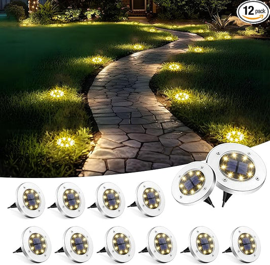 SOLPEX Solar Lights Outdoor Waterproof, 12 Pack Solar Ground Lights, Solar Garden Lights Landscape Lighting for Pathway Driveway Patio Backyard Walkway (Warm White) Solpex