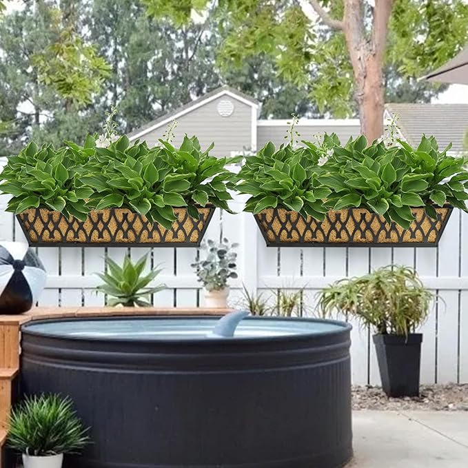 2 Pack 24 Inch Trough Coconut Liners for Window Box Planter Natural Coco Fiber Replacement Liner for Outdoor Plants Flowers Outside Coir Planters Porch Balcony Garden Decor KarlliuHOMEGARDEN