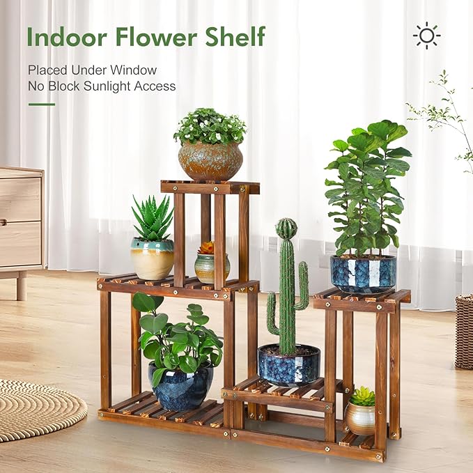Plant Stand for multiple Plants Stands Indoor Outdoor Flower Pot Stand 5 Tiers Flower Shelf Rack Plants Stands for Patio Balcony Living Room （Upgrade 2 in 1 ） COOGOU
