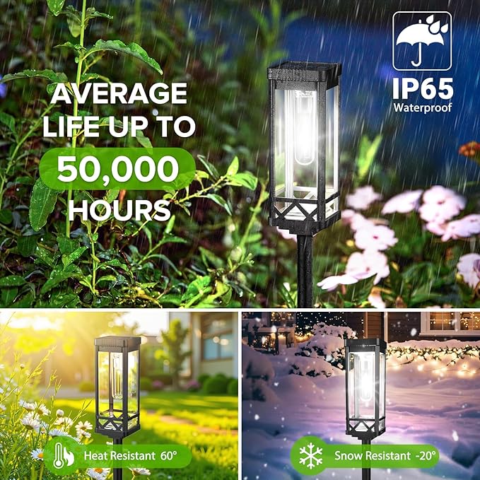 KOOPER Taller Solar Pathway Lights Outdoor, 12 Pack Upgraded Brighter Solar Garden Lights Solar Powered, Up to 15 Hours Outdoor Solar Lights for Yard Landscape Path Walkway Driveway （Cool White） KOOPER