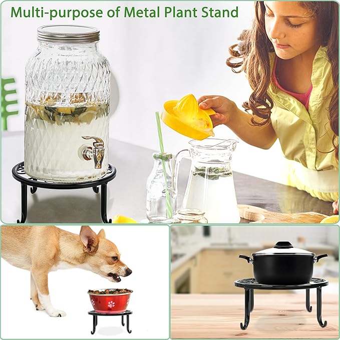 Metal Plant Stand 5 Pack Plant Stands for Indoor Outdoor Plants Multiple Heavy Duty Flower Pot Stand Holder Rustproof Iron Round Plant Shelf for Planter Outdoor Plant Stand for Patio & Garden Décor XGUNION