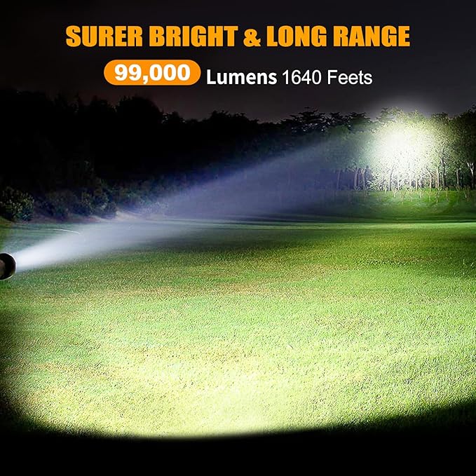 Rechargeable Spotlight, 99000 Lumens Bright LED Spotlight Flashlight, Long Running Spot Light Searchlight, Outdoor Handheld Spotlights with Solar Panels for Hunting,Camping,Boat,6 Spotlight Modes Sigoobal