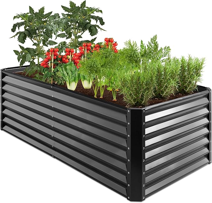 Best Choice Products 6x3x2ft Outdoor Metal Raised Garden Bed, Deep Root Box Planter for Vegetables, Flowers, Herbs, 269 Gallon Capacity, 100% Non Toxic Materials - Gray BestChoiceProducts