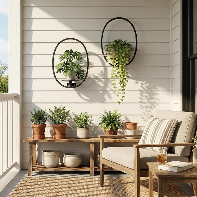 2 Pack Plant Stand Indoor Outdoor Hanging Planters for Plants Wall Plant Holder for Indoor Plants Plant Frames Wall Decor for Livingroom Bedroom Balcony Patio NUZZERO