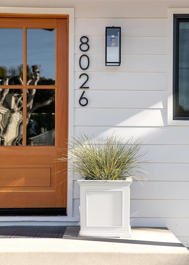 Veradek Brixton Series Cube Plastic Planter - Square Planter for Indoor or Outdoor Patio/Front Porch | Durable All-Weather Use w/Drainage Holes | Classic Estate Design for Flowers, Tall Plants, Trees VeradekOutdoor
