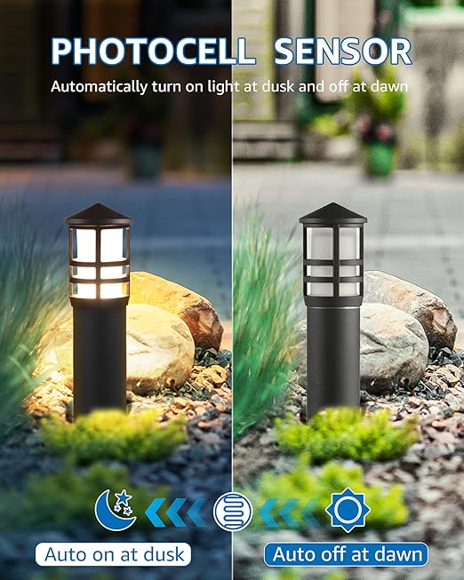 SUNVIE 100W Low Voltage Landscape Transformer Weatherproof Low Voltage Transformer with Photocell & Timer 120V AC to 12V DC Landscape Lighting Transformer for Outdoor Spotlights Path Lights Step Light SUNVIE