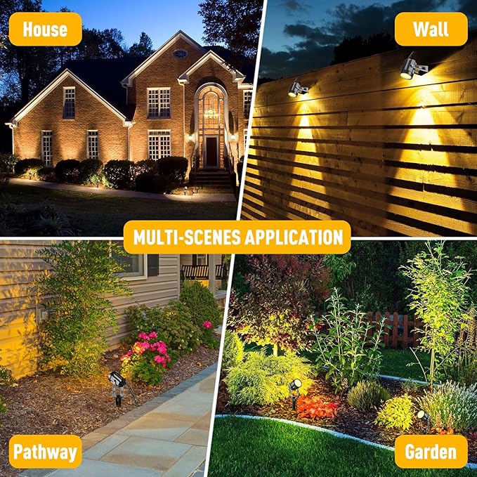 ECOWHO Low Voltage Landscape Lighting, 12V Outdoor Landscape Lights LED Spot Lights Plug-in IP65 Waterproof Garden Lights for House Yard Path (Extendable to 8 or 10 Lights, 6 Pack, 69ft, Warm White) ECOWHO