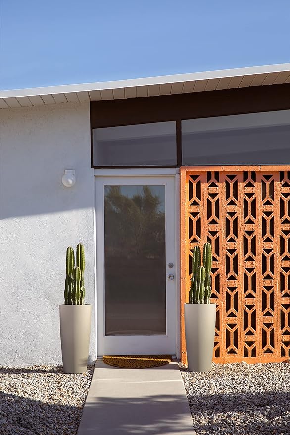 Veradek Mason Series Vega Planter - Round Tall Planter for Indoor or Outdoor Porch/Patio | Made from Plastic-Stone Composite with Drainage Holes | Modern Décor for, Flowers, Interior Plants VeradekOutdoor
