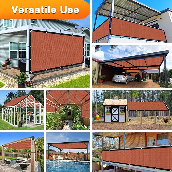 Artpuch 90% Sun Shade Cloth, 14 x 20 FT Pergola Shade Cover Canopy with Grommets, Sun Screen Fabric Tarp for Patio, Outdoor, Garden, Backyard, Rust Red Artpuch