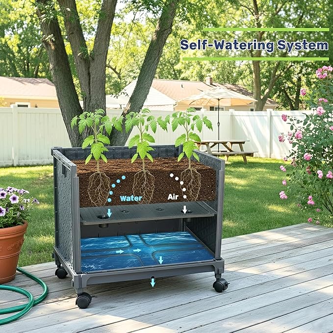 Raised Garden Bed with Tomato Planter Cage, Trellis Planter Boxes for Outdoor Patio Greenhouse Gardening Climbing Vegetables MakeYourGardenBeautiful