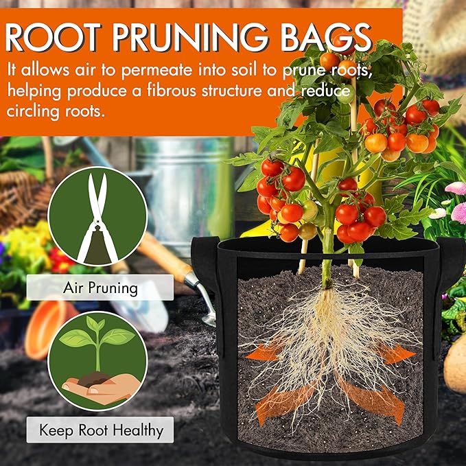 Gardzen 10-Pack 2 Gallon Grow Bags, Aeration Fabric Pots with Handles, Heavy Duty Cloth Pots for Plants Gardzen