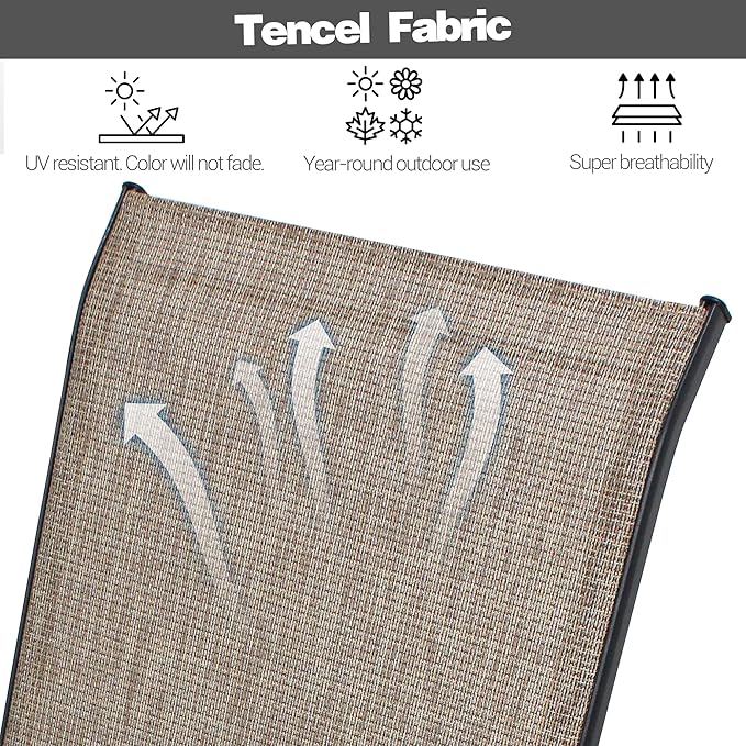 Patio Chairs Set of 4, Stackable Outdoor Dining Chairs for All Weather Textilene Fabric & Metal Frame, Outdoor Chairs Set for Backyard Deck Garden (Brown, Set of 4) Vimstora