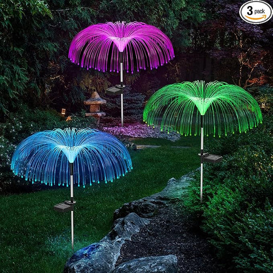 Vosaro Solar Flower Lights Outdoor Garden Decorations Waterproof, Solar Yard Lights Decorative, 7 Color Changing Stake Light for Pathway Patio Lawn Party Wedding Decor, 3 PCS VosaroUS