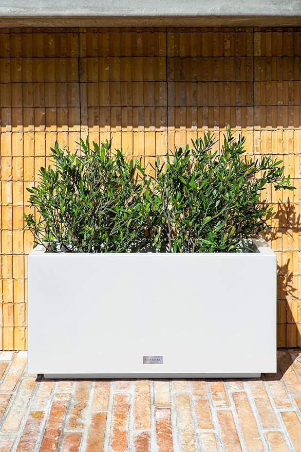 Veradek Block Series Long Box Planter - Large Rectangular Planter for Indoor or Outdoor Patio/Porch | Durable All-Weather Use with Drainage Holes | Modern Décor for Tall Plants, Flowers or Shrubs VeradekOutdoor