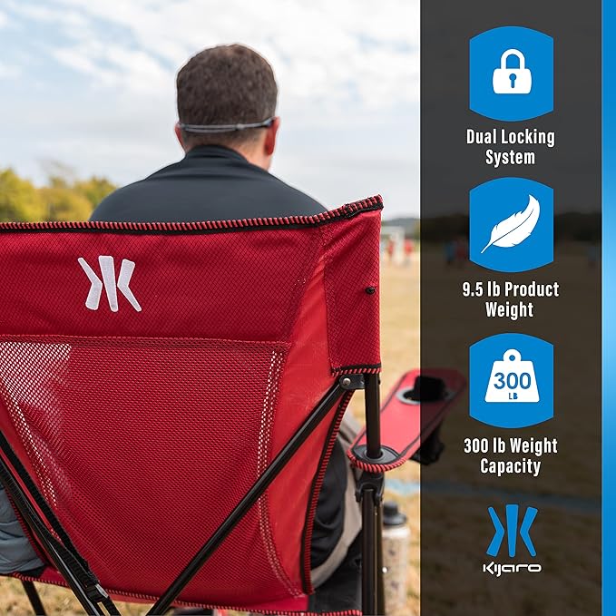 Kijaro Dual Lock Portable Camping Chairs - Versatile Folding Chair, Sports Chair, Outdoor Chair & Lawn Chair - Dual Lock Feature Red Rock Canyon Kijaro