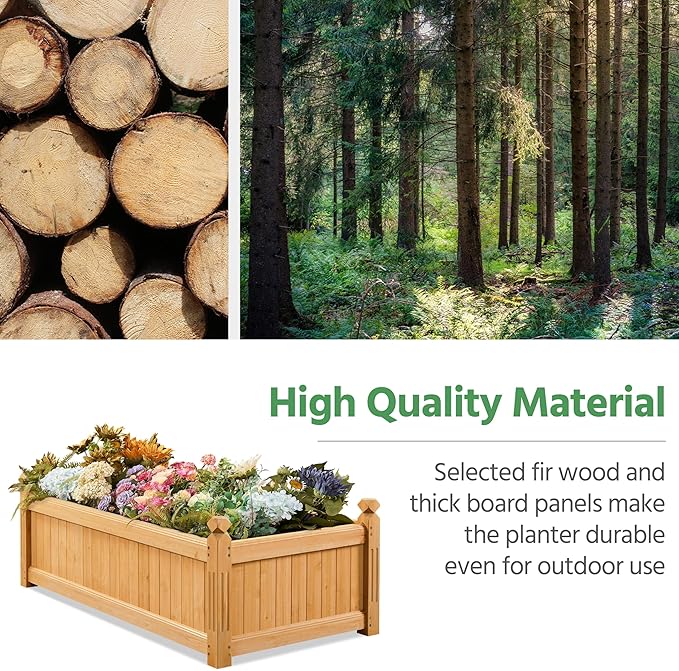 Yaheetech 46″ L × 23.5″ W × 16″ H Wooden Raised Garden Bed, Horticulture Wood Rectangular Garden Planter Outdoor, Raised Planter Box for Yard/Greenhouse/Vegetable/Flower/Herbs, Light Brown, 2pcs Yaheetech