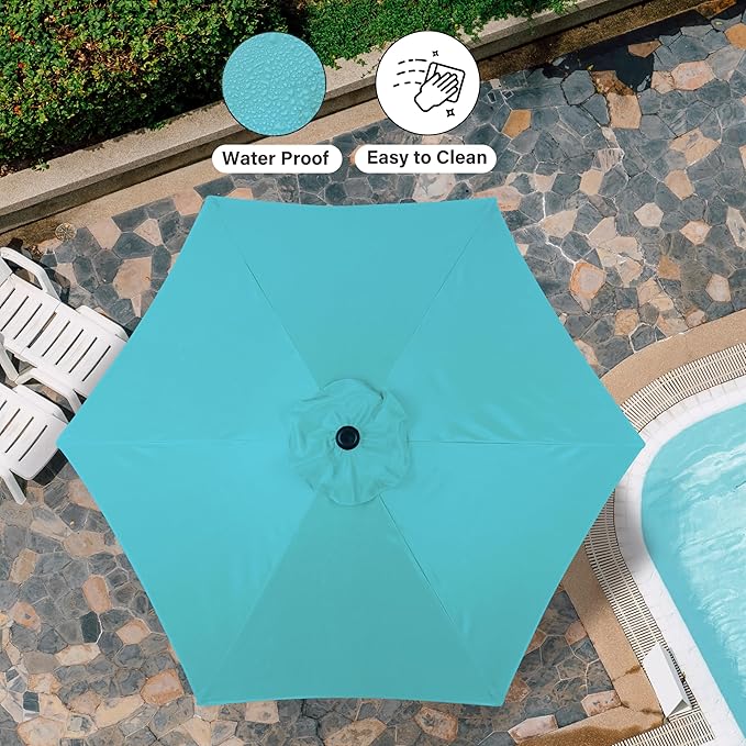 Simple Deluxe 9' Patio Umbrella Outdoor Table Market Yard Umbrella with Push Button Tilt/Crank SimpleDeluxe