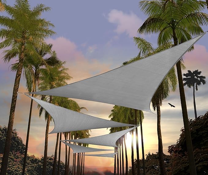 Amgo 12' x 12' x 17' Grey Right Triangle Sun Shade Sail Outdoor Canopy Awning UPF50+ AGTAPRT12, 95% UV Blockage, Water & Air Permeable, Commercial Standard Heavy Duty (We Make Custom Size) Amgo