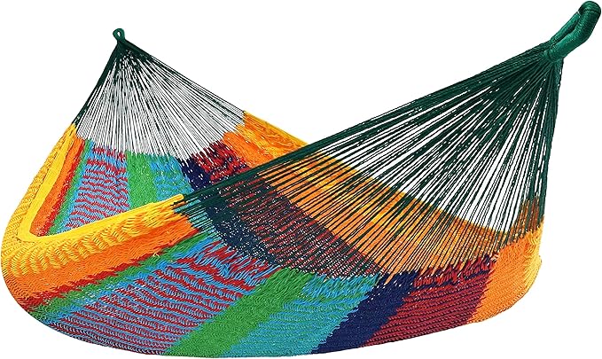 Sunnydaze Handwoven XXL Thick Cord Mayan Double Hammock for Outside - 625-Pound Capacity Heavy-Duty Outdoor Hammock - Multicolor SunnydazeDecor
