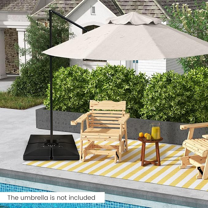Tangkula 4-Piece 20L Cantilever Offset Patio Umbrella Base, 284 Lbs Heavy-Duty Water & Sand Filled Umbrella Stand, Square Weighted Plate Set with Easy-Fill Spouts, Black TANGKULA
