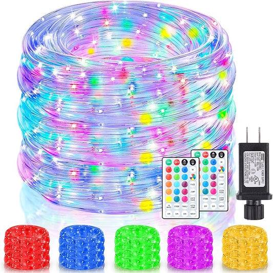 132Ft Rope Lights for Outside, Waterproof 18 Colors Changing Rope Lights Fairy String Lights with Remotes, 400 LEDs Dimmable Twinkle Christmas Lights for Bedroom Patio Halloween Decorations Nazuwke