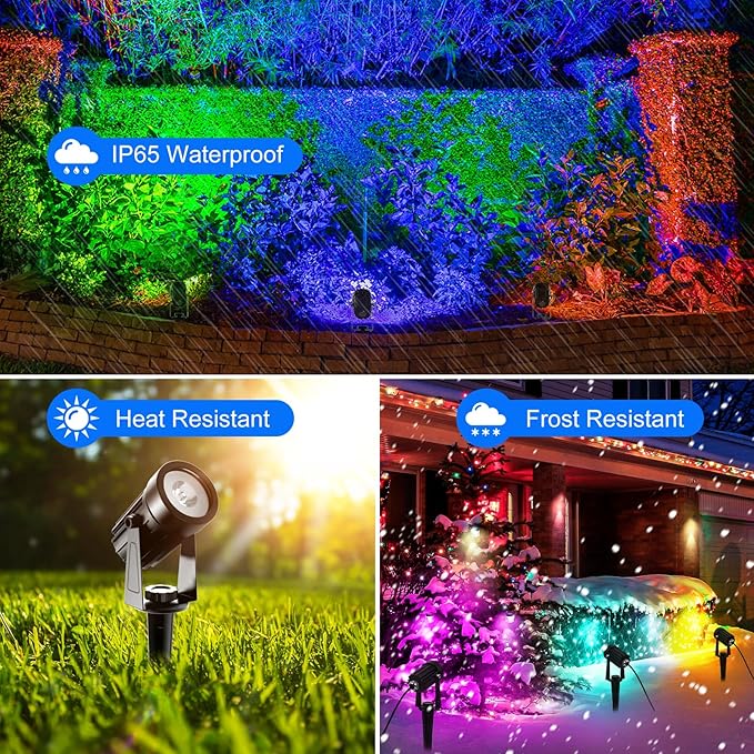 T-SUNUS RGB Solar Spot Lights Christmas, Metal Color Changing Landscape Spotlights IP65 Waterproof Spotlight 2-IN-1 Separated Panel for Outdoor Uplighting Garden Pathway Trees Flag Pond Yard Halloween T-SUNUSLighting
